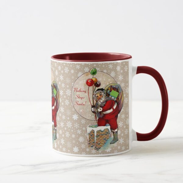 Santa and the Narrow Chimney Ceramic Mug