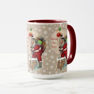 Santa and the Narrow Chimney Ceramic Mug
