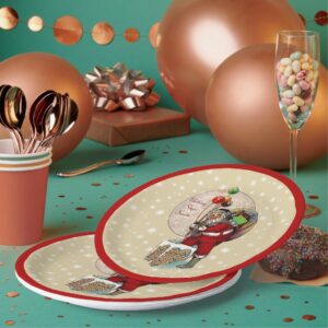 Santa and the Narrow Chimney Christmas Paper Plates. Sete of 8.