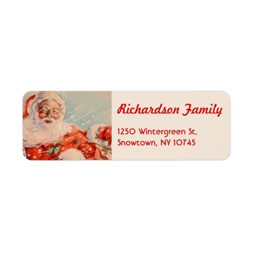 Santa Sleigh Ride Return Address Labels. 5 Sheets of 30.