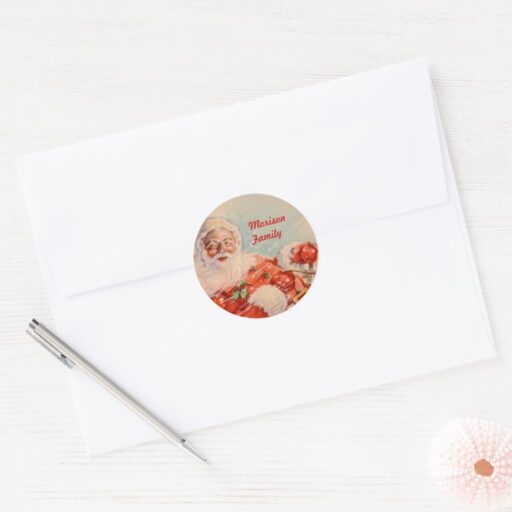 Santas Sleigh Ride Family Name Envelope Seal