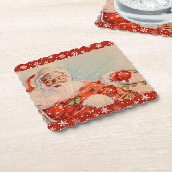 Santas Sleigh Ride Holiday Paper Coaster