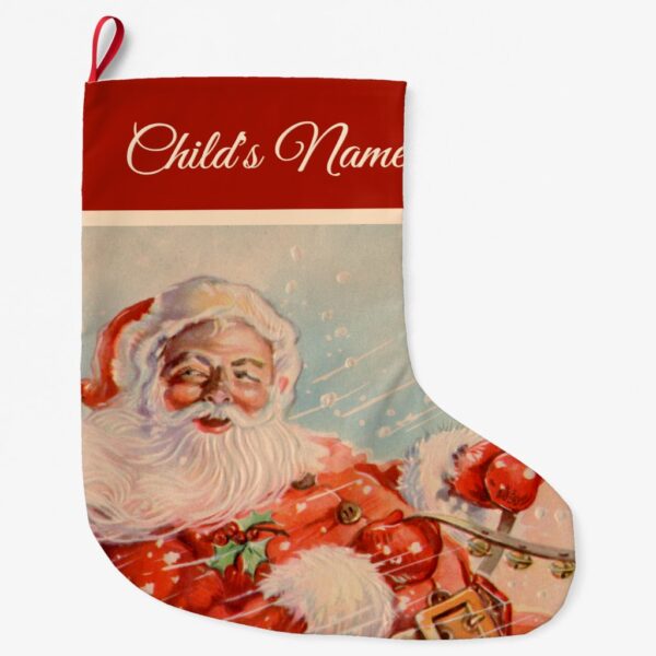 Santas Sleigh Ride Large Christmas Stocking