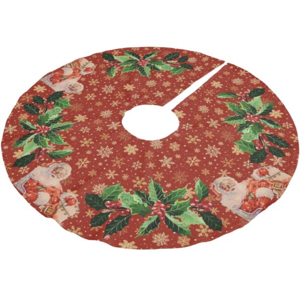 Santas Sleigh Ride on Plaid Brushed Polyester Tree Skirt