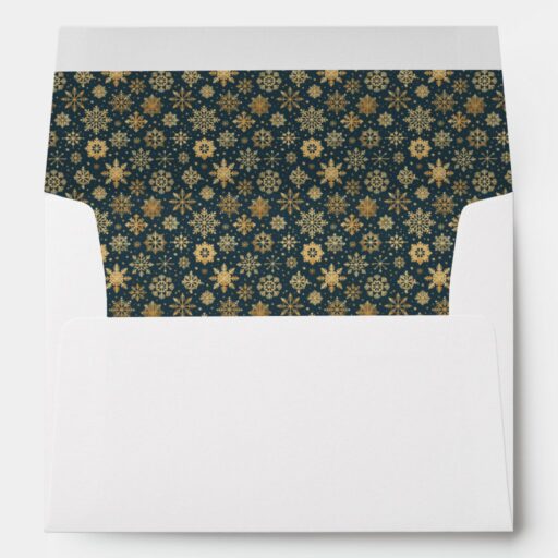 Small Gold Snowflakes on Blue Insert Envelope