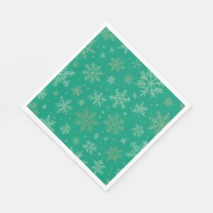 Tiel and Gold Snowflakes Paper Napkins