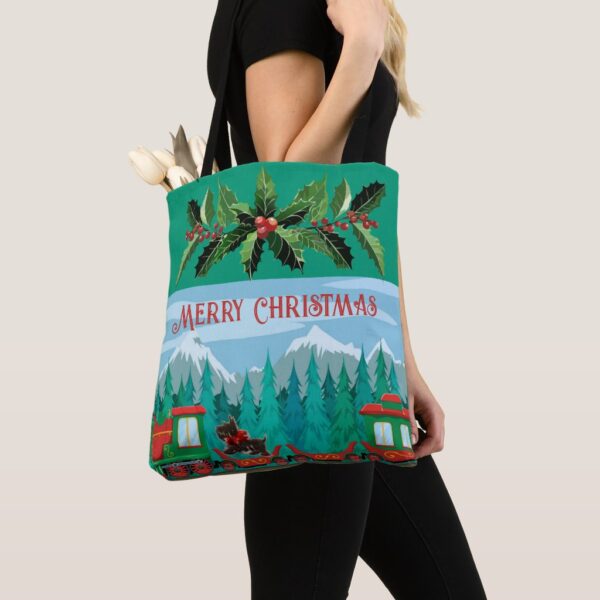 Tiel Merry Christmas Train Tote Bag