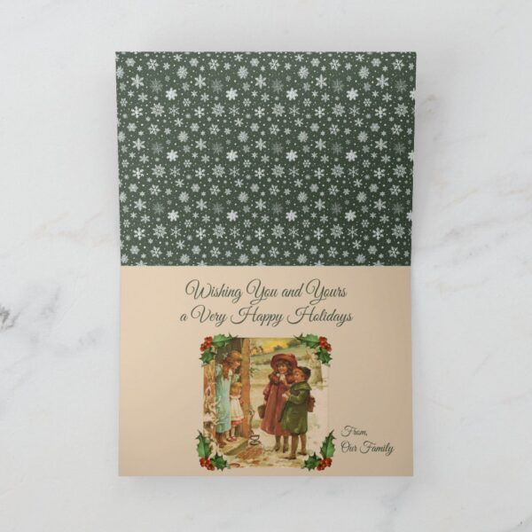 Victorian Children Merry Christmas Greeting Card