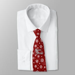 White Merry Christmas on Red Neck Tie
