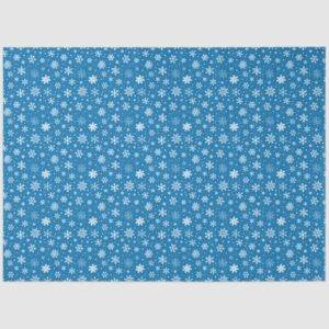 White Snowflakes on Bright Blue Tissue Paper
