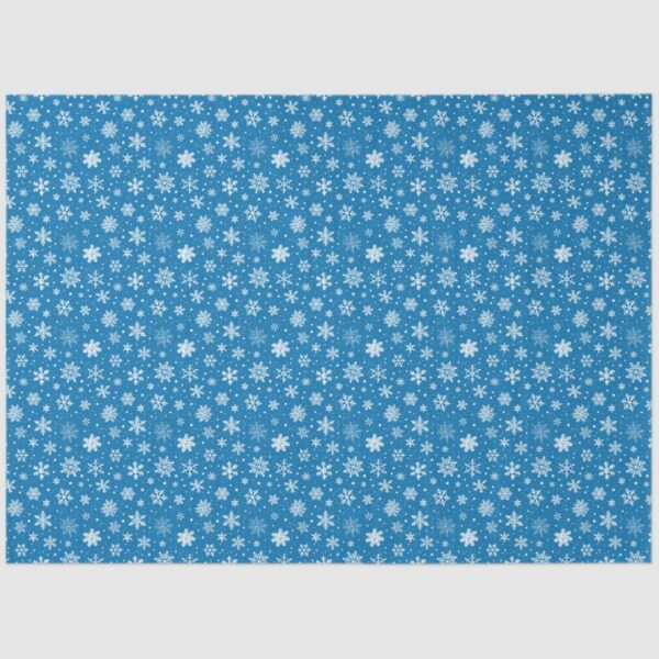 White Snowflakes on Bright Blue Tissue Paper