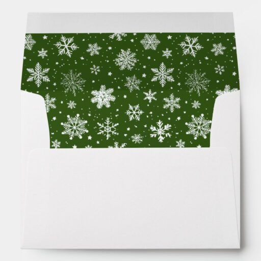 White Snowflakes on Green Insert Envelope