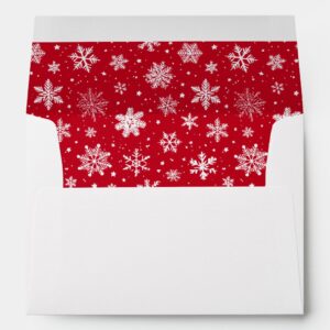 White Snowflakes on Red Insert Envelope