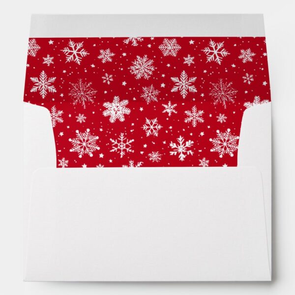 White Snowflakes on Red Insert Envelope