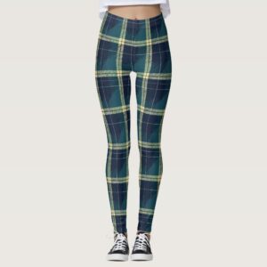 Blue Green and Gold Plaid Leggings