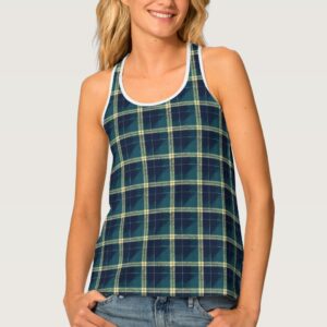 Blue Green and Gold Plaid Tank Top