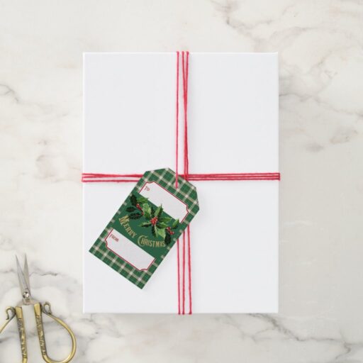 Christmas Green and White Plaid Gift Tags