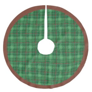 Christmas Green Plaid Brushed Polyester Tree Skirt
