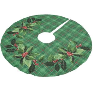 Christmas Green Plaid Brushed Polyester Tree Skirt