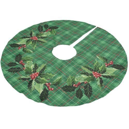 Christmas Green Plaid Brushed Polyester Tree Skirt