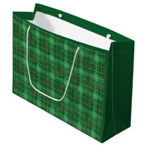 Christmas Green Plaid Large Gift Bag