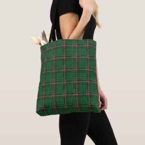 Christmas Green Plaid Tote Bag