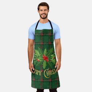 Christmas Green Plaid with Wreath Apron