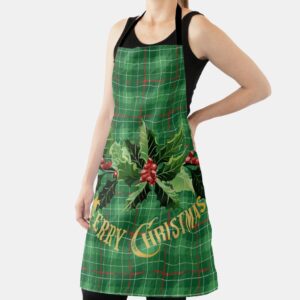 Christmas Green Plaid with Wreath Apron