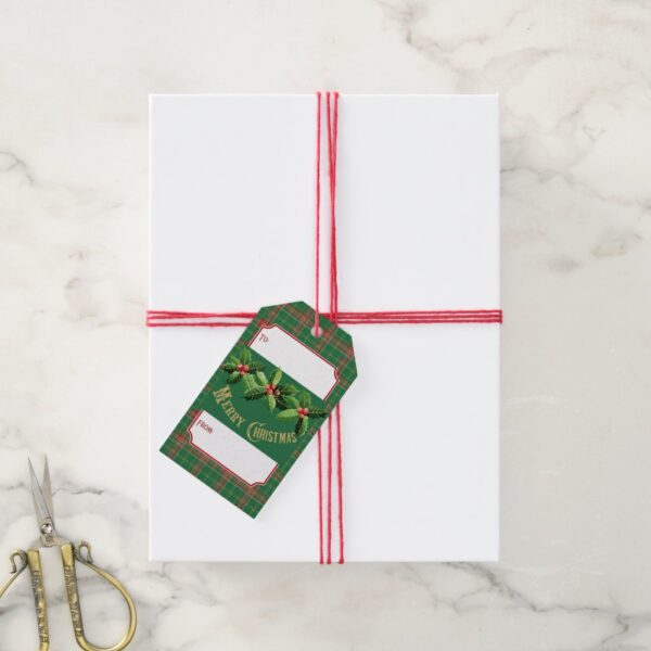 Christmas Green Red Plaid Gift Tags