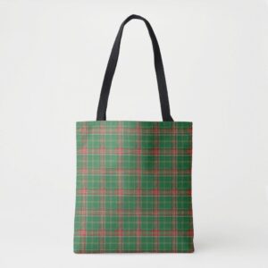 Christmas Green red Plaid Tote Bag