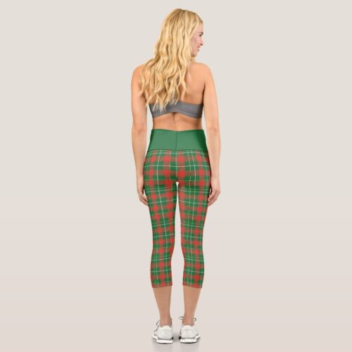 Christmas Plaid 4 Capri Leggings
