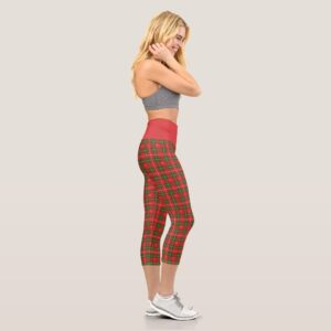 Christmas Plaid 6 Capri Leggings