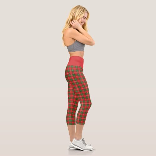 Christmas Plaid 6 Capri Leggings