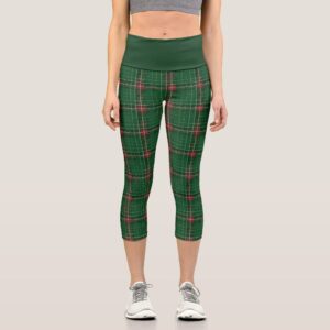 Christmas Plaid 8 Capri Leggings