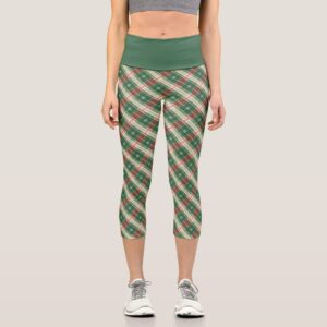 Christmas Plaid 9 Capri Leggings