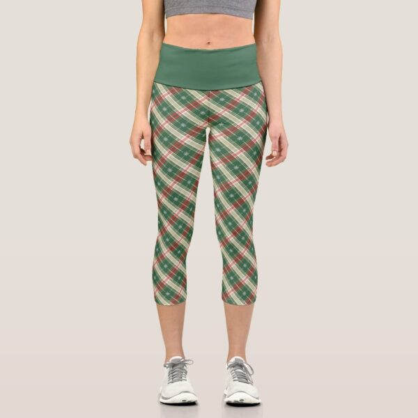 Christmas Plaid 9 Capri Leggings