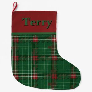 Christmas Plaid Green and Red Large Christmas Stocking