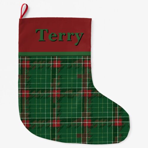Christmas Plaid Green and Red Large Christmas Stocking