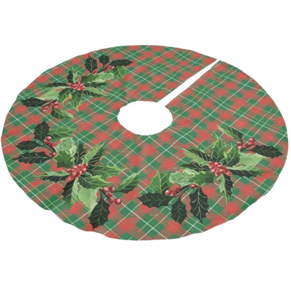 Christmas Plaid Green on Red Brushed Polyester Tree Skirt