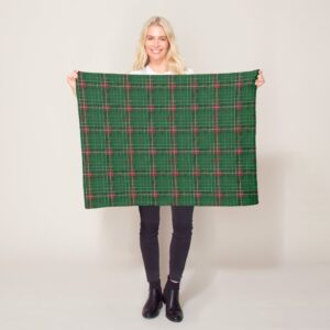 Christmas Plaid Green, Red, Gold Fleece Blanket