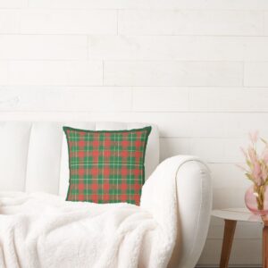 Christmas Plaid Green Red White Throw Pillow