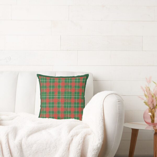 Christmas Plaid Green Red White Throw Pillow