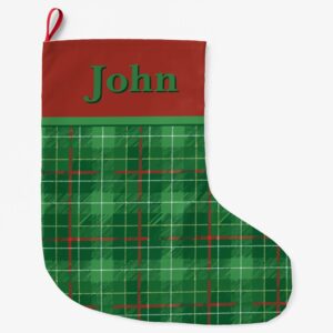 Christmas Plaid Green with Red Large Christmas Stocking