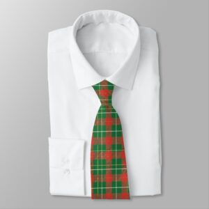 Christmas Plaid in Green on Red Neck Tie