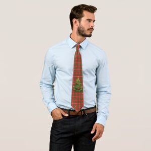 Christmas Plaid in Irish Red with Tree Neck Tie