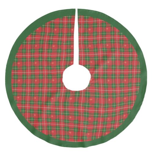 Christmas Plaid Irish Red Brushed Polyester Tree Skirt