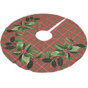 Christmas Plaid Irish Red Brushed Polyester Tree Skirt