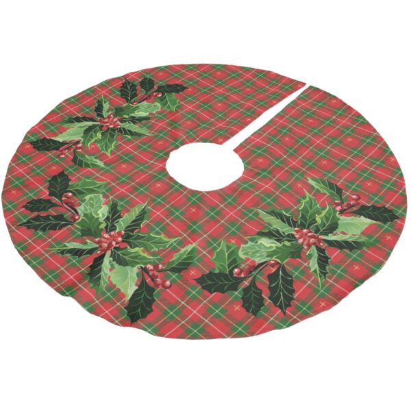 Christmas Plaid Irish Red Brushed Polyester Tree Skirt