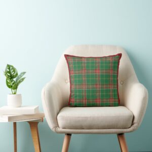 Christmas Plaid Ragged Red Green Throw Pillow
