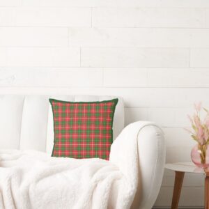 Christmas Plaid Red Green Throw Pillow